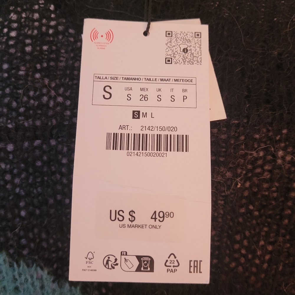 Zara Colorblock open knit alpaca/wool sweater Size small - Picture 7 of 8